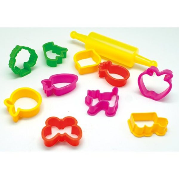 Accesorios para moldear plastilina 10 moldes + rodillo - Imagen 2